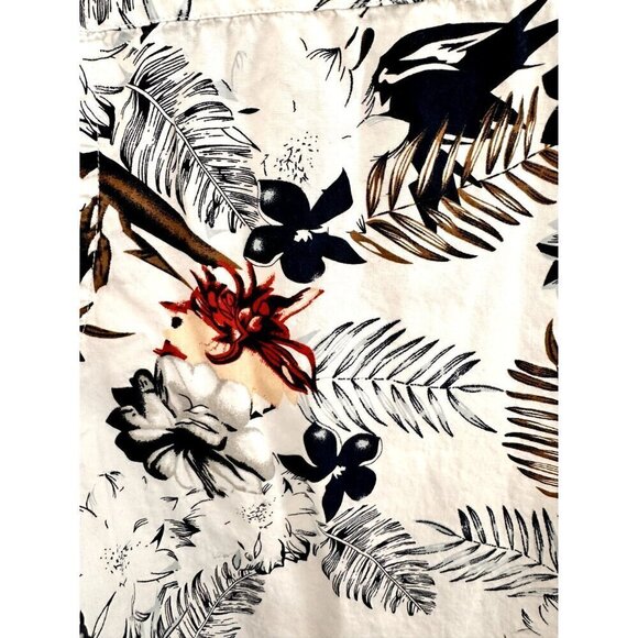 MBX Denim Wear Men’s Button Up Shirt Tropical Floral Hawaiian White Size M - Picture 7 of 7